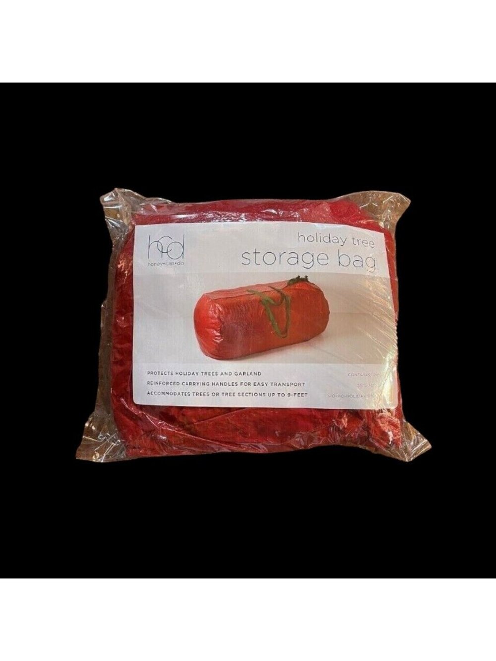 Honey‑Can‑Do Holiday Tree Storage Bag – Fits 9ft Artificial Trees – Red – New
